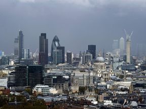 Dark clouds hang over the City of London