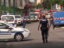 Police at the scene in Saint-Etienne-du-Rouvray