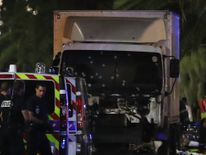 Bullet holes in the truck that killed dozens of people in Nice.