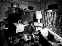 A undated photo of a slum interior in Colville Gardens, London
