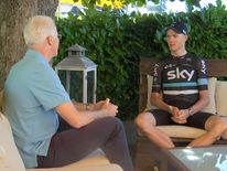 Chris Froome spoke to Sky's Enda Brady during a rest day