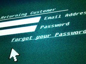 Internet login screen