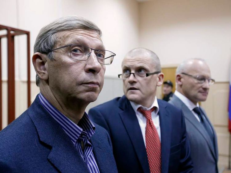 Chairman of the Sistema business conglomerate Vladimir Yevtushenkov attends a court hearing in Moscow