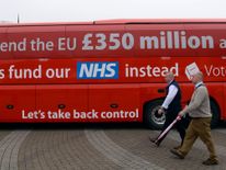 The Vote Leave campaign bus in Truro, Cornwall