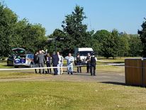 Police at the scene in Hyde Park, London, after a body was discovered