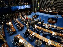 Members of of the federal Senate vote on impeachment of Dilma Rousseff