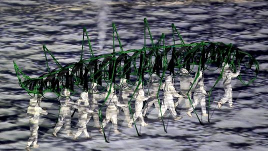 Performers during the Rio Olympic Games 2016 Opening Ceremony at the Maracana, Rio de Janeiro, Brazil
