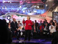 Hillary Clinton during the Commander in Chief TV forum on the USS Intrepid