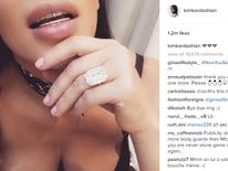 Kim Kardashian shows off a ring on Instagram