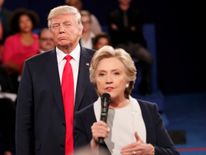 Donald Trump and Hillary Clinton during their second presidential TV debate