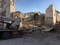 The destroyed Basilica of St Benedict in Norcia. Picture: @monksofnorcia