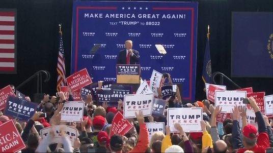 Donald Trump speaking at a rally in New Hampshire