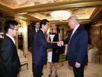 Donald Trump and Shinzo Abe meet at Trump Tower in Manhattan