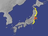 The red and yellow areas have been warned about a possible tsunami