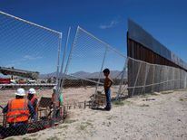 The U.S.-Mexico border now. The structures, fences and walls that mark the border between the United States and Mexico