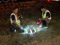 Captain Charlie Smith and Josh Moore at the drain where there found Bryce