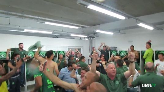 Chapecoense celebrate winning their Copa Sudamericana semi-final 