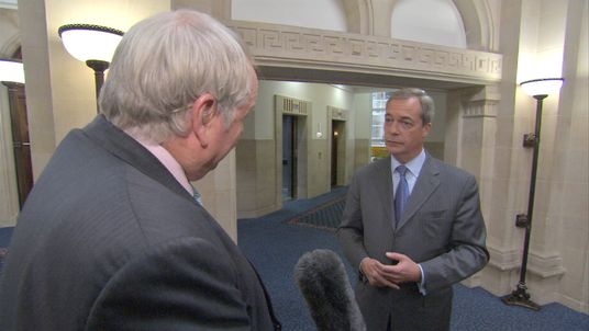 Sky's Adam Boulton with Nigel Farage