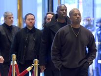 Kanye West arrives at Trump Tower