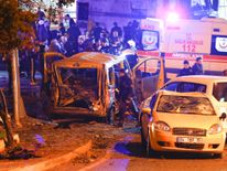 The aftermath of a car bomb blast at the Besiktas stadium