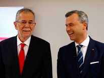 Austrian presidential candidate Alexander Van der Bellen with Norbert Hofer