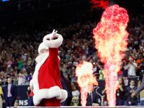 Santa is introduced before the NFL game between the Houston Texans and the Cincinnati Bengals in Houston, Texas