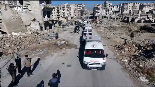 Screengrab from Reuters feed - drone footage from Aleppo