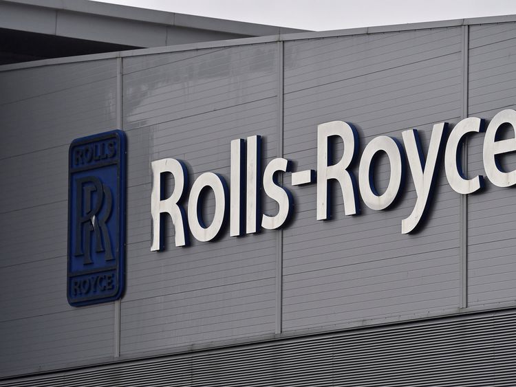 Rolls-Royce logo at its aerospace engineering and development site in Bristol
