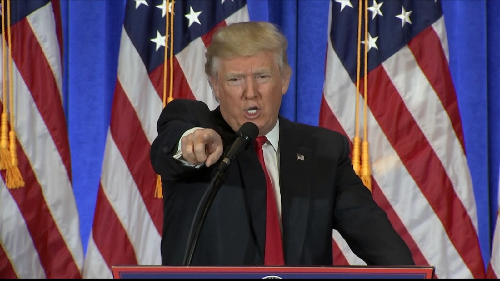 Donald Trump denies specific organisation a question at news conference
