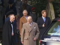 The Duke of Edinburgh was joined by Prince Charles and Prince Harry at the service