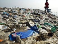 Plastic on a beach