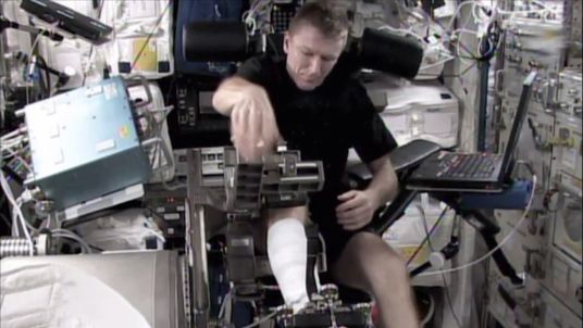 British astronaut Tim Peake working on the ISS