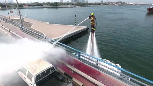 The new system uses a jet ski and jetpack
