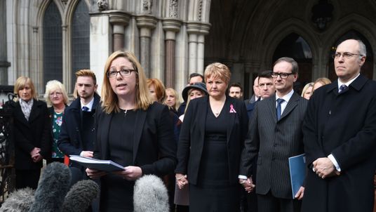 Kylie Hutchison from Irwin Mitchell reads out a statement on behalf of the relatives of the 30 Britons killed in the June 2015 Tunisia beach massacre