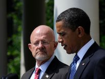 US President Barack Obama (R) names retired U.S. Air Force General James Clapper as his pick to fill the vacant director of national intelligence post in an announcement in the Rose Garden at the White House in Washington, June 5, 2010