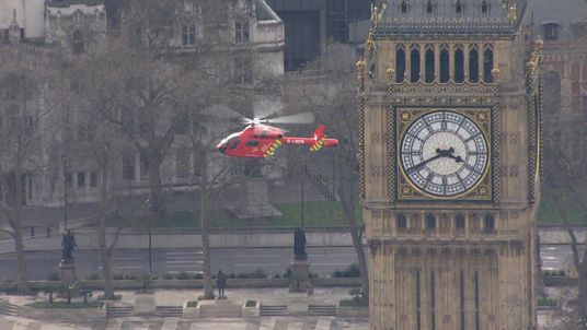 Emergency service helicopter takes off from Parliament Square after firearms incident