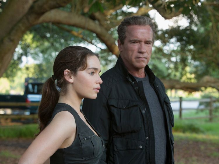 Arnie and Game of Thrones star Emilia Clarke in Terminator: Genisys