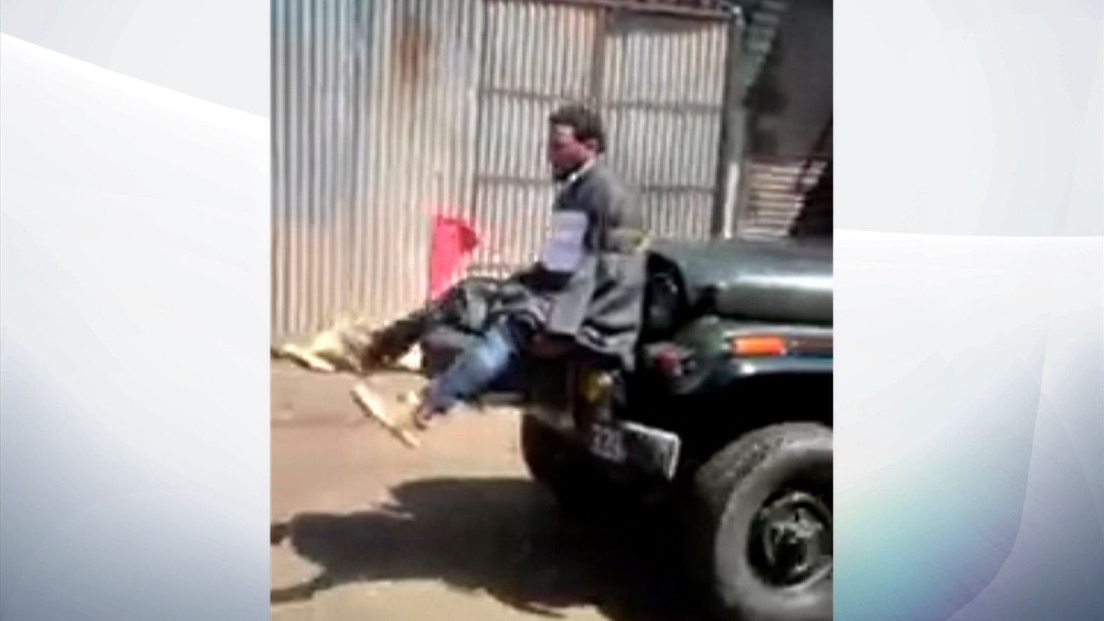 Indian man tied to the front of an army jeep in Kashmir