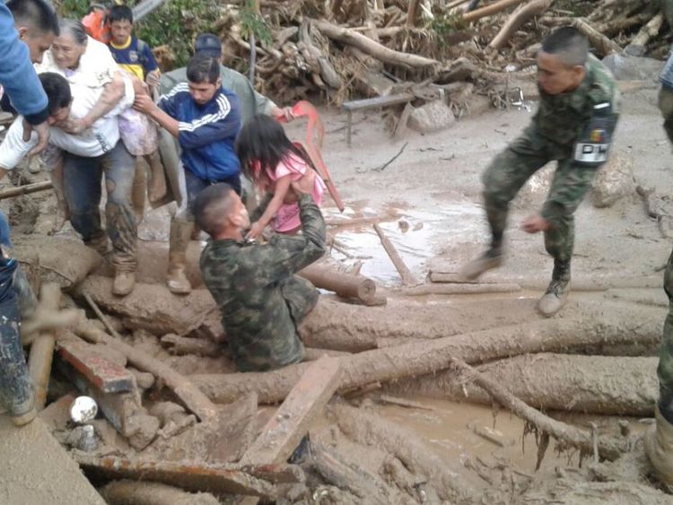 Rescue work in Mocoa, Colombia after a landslide. Pic: Army of Colombia