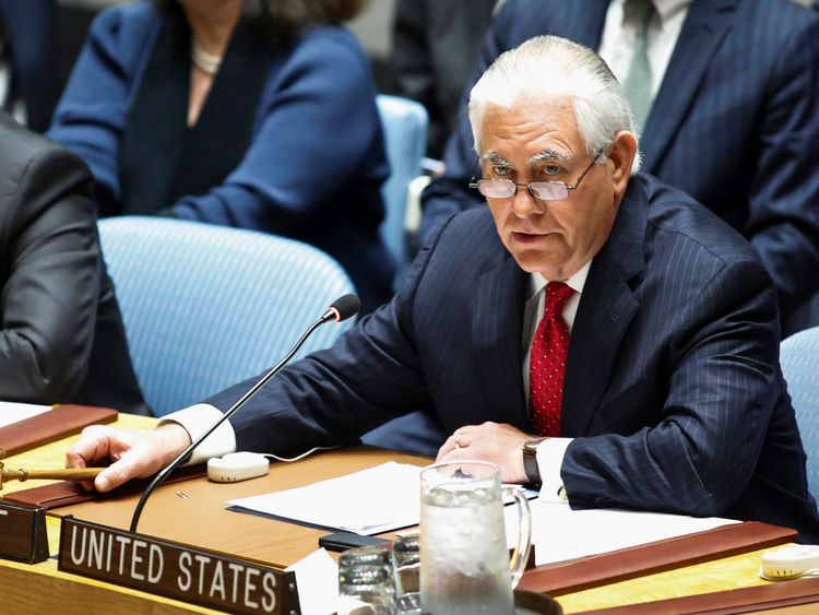 Rex Tillerson speaking to the UN Security Council