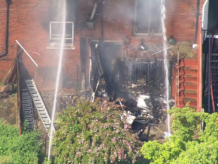 Dozens of firefighters are at the scene of the explosion in north London
