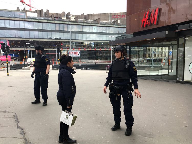 Police officers in the centre of Stockholm 