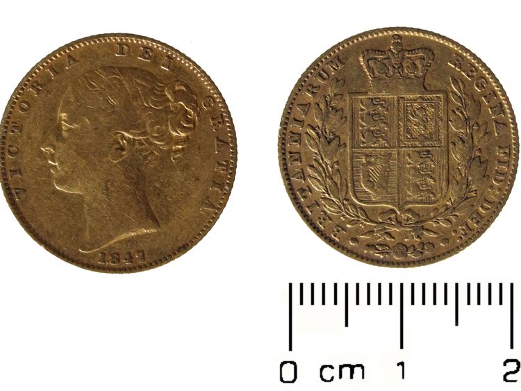 A Gold Sovereign from the reign of Queen Victoria, dated 1847, was the oldest coin in the hoard. 