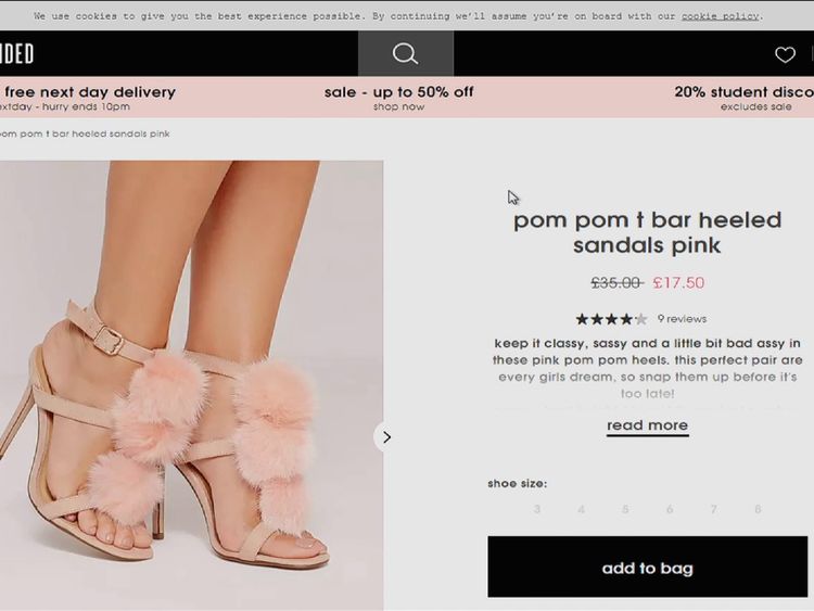 The Missguided website advertises the shoes as &#34;pom pom&#34; sandals