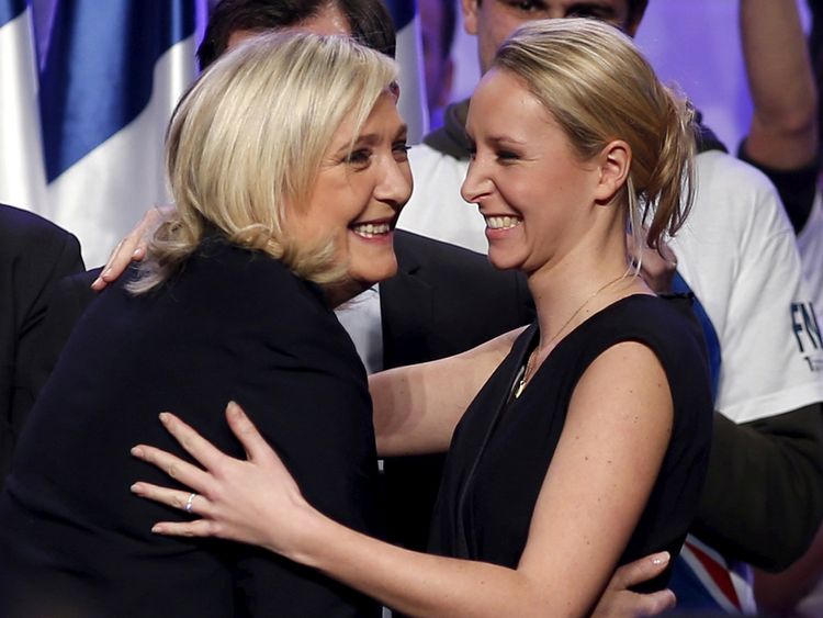 Marine Le Pen (L) and Marion Marechal-Le Pen