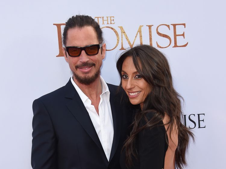 Chris Cornell and his wife, Vicky, at a Hollywood premiere in April 2017