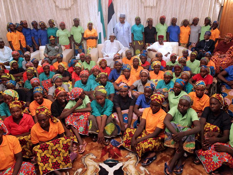 President Buhari and freed Chibok girls