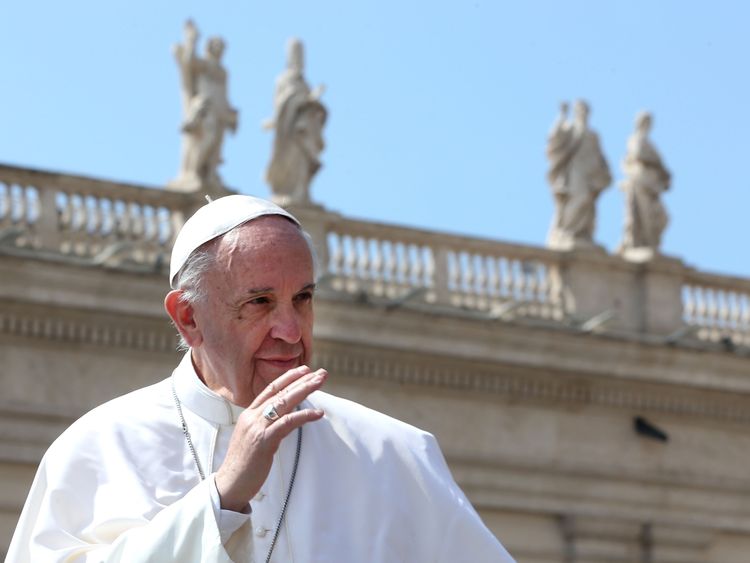 Pope Francis leaves St. Peter's Square at the end of the Easter Mass on April 16, 2017 in Vatican City, Vatican.