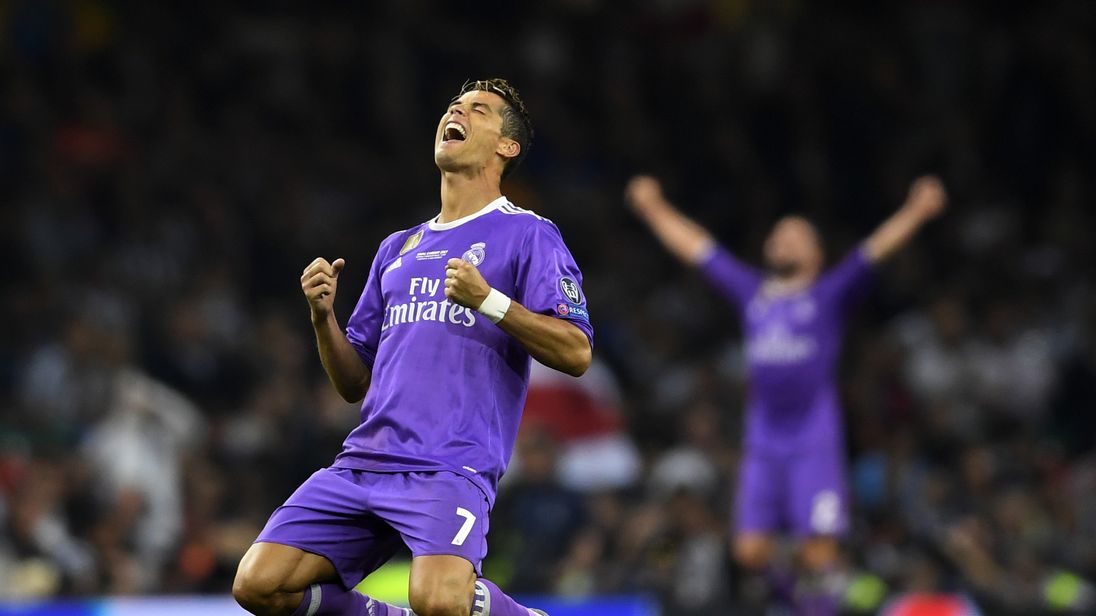 Cristiano Ronaldo celebrates winning the Champions League