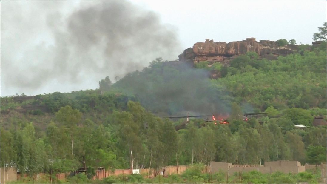 Smoke was seen above the resort, while shots could also be heard